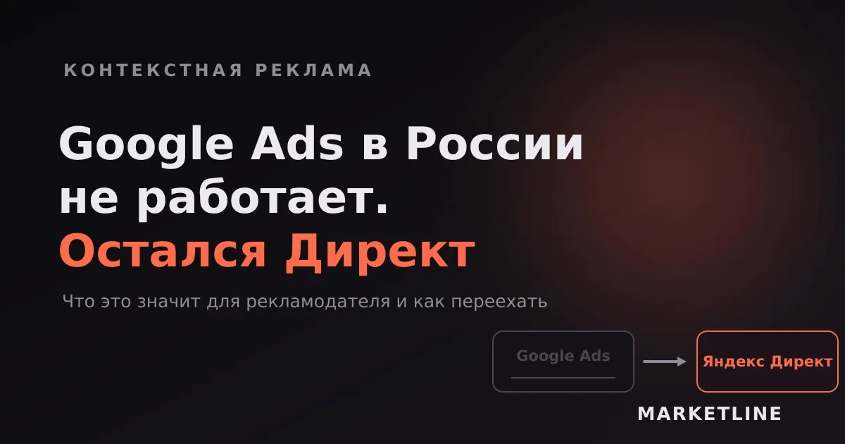 Переход от неактивного Google Ads к Яндекс Директу как единственной площадке контекстной рекламы