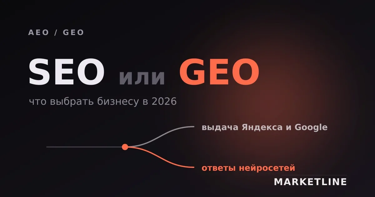 Схема выбора между SEO и GEO: выдача Яндекса и Google или ответы нейросетей