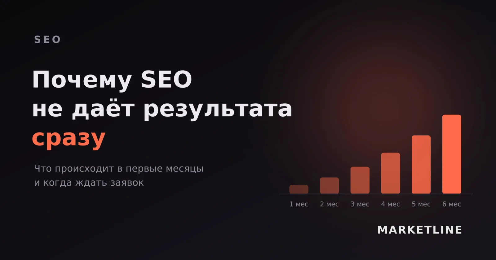 Столбцы, растущие от первого к шестому месяцу — накопительный характер результата в SEO